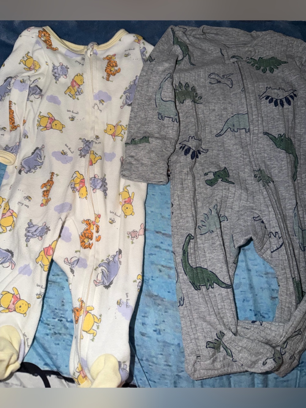Kids Cotton Sleepwear Set - White Winnie the Pooh & Gray Dinosaur Pajamas